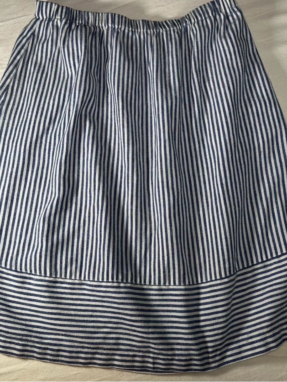 J. Crew Navy and White Striped A-Line Skirt